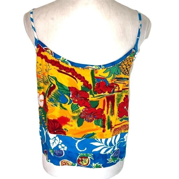 Surya Jacket Tank Top Set Medium M Womens Vintage Tropical Pattern Beaded Rayon - Picture 5 of 14